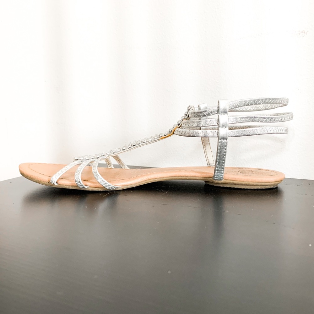 Chic Silver Sparkly Flat Sandals